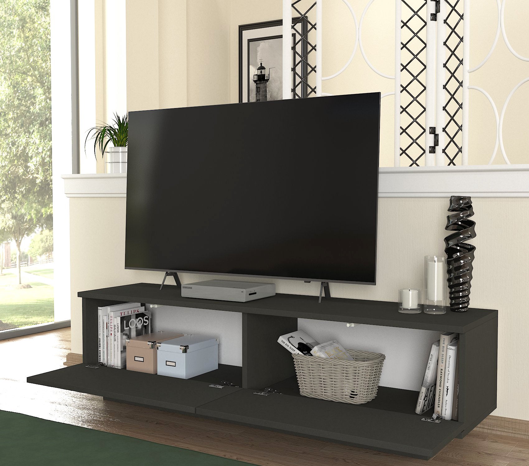 Regina Tv Stand Anthracite DorpekUK